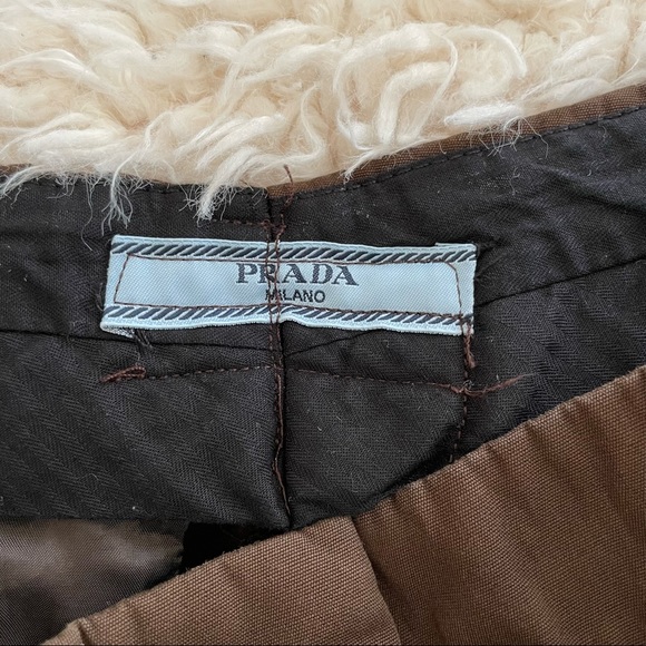 Prada high waisted brown cropped pant